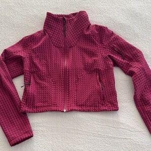 Lululemon Athletica Textured Burgundy Bomber Cropped Jacket